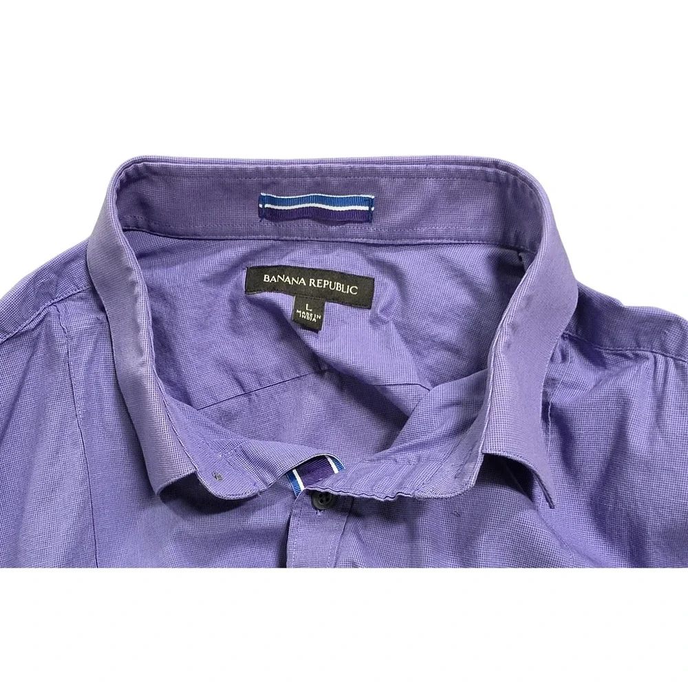 Business Casual Cotton Button Shirt Purple Men's Large‎ Banana Republic